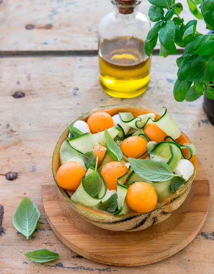Carpaccio de melon chèvre et miel