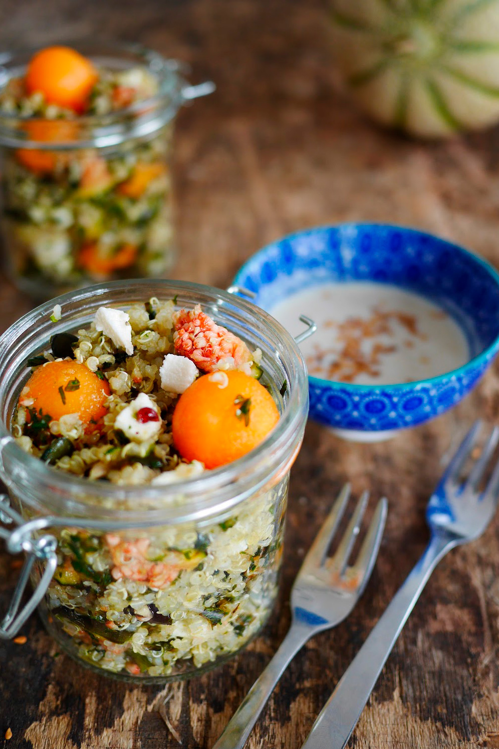 Salade quinoa, melon figues et féta